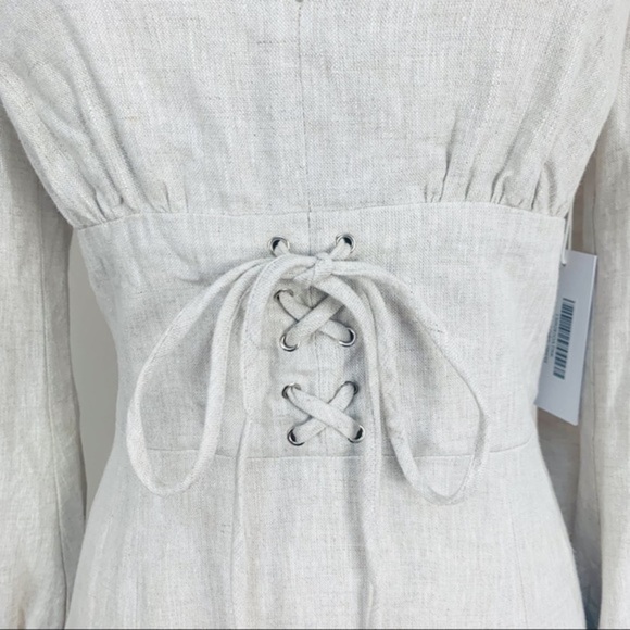 💋Reformation Anton linen oatmeal long sleeve midi maxi dress. Size 6 - Picture 6 of 12